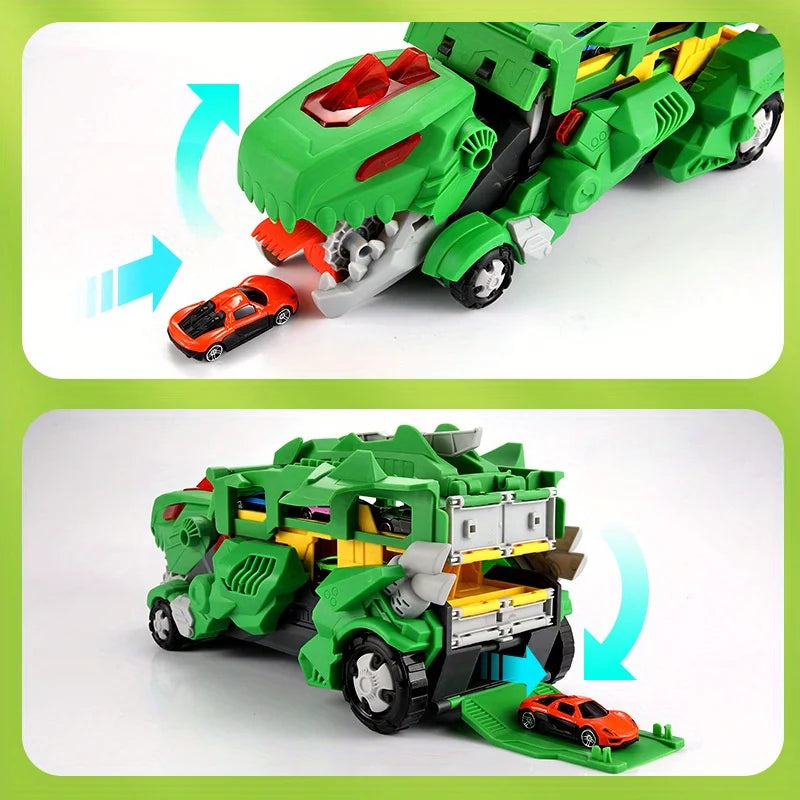 Children's Tyrannosaurus Rex Swallowing Car Multi-function Track Deformation Ejection Alloy Car Dinosaur Toy