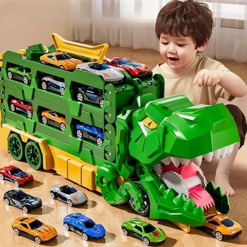 Dinosaur Race Track Toys Suitable For Children Aged 3 To 12, With 12 Racing Cars, Foldable Track, A Gifts Toy For Boys And Girl