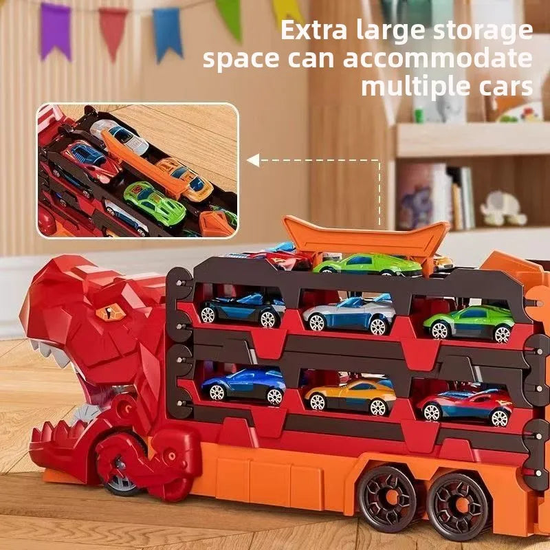 Dinosaur Race Track Toys Suitable For Children Aged 3 To 12, With 12 Racing Cars, Foldable Track, A Gifts Toy For Boys And Girl