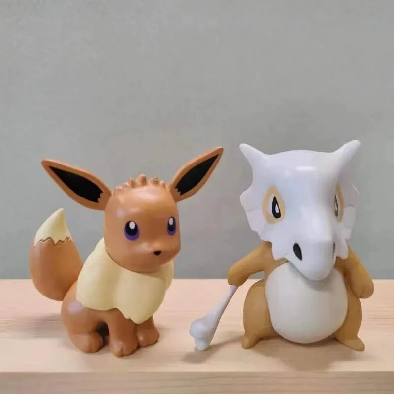 6pcs Cubone Psyduck Gengar Eevee Squirtle Spirit Anime Figures Model Cake Decoration Ornament Trendy Toy Gifts Collectible