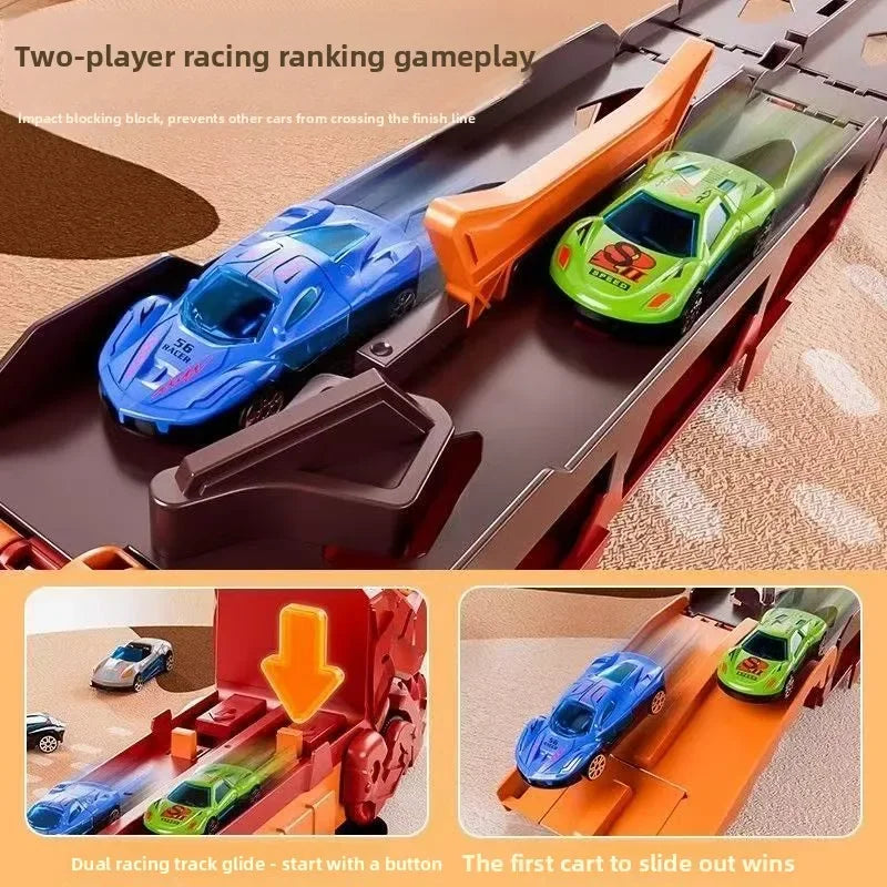 Dinosaur Race Track Toys Suitable For Children Aged 3 To 12, With 12 Racing Cars, Foldable Track, A Gifts Toy For Boys And Girl
